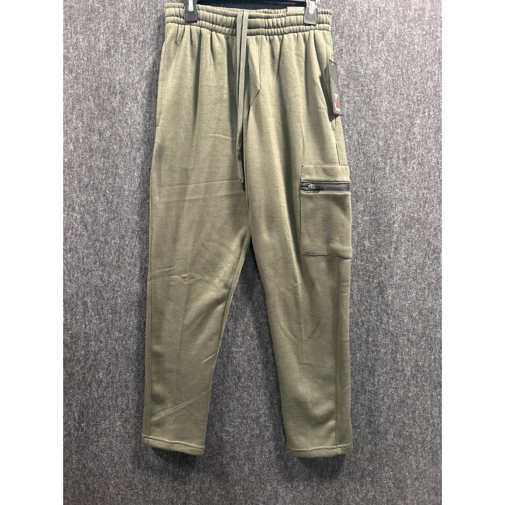 Tec-One Jogger Sweatpants Mens Medium Olive Green Zippered Athletic Fit Winter